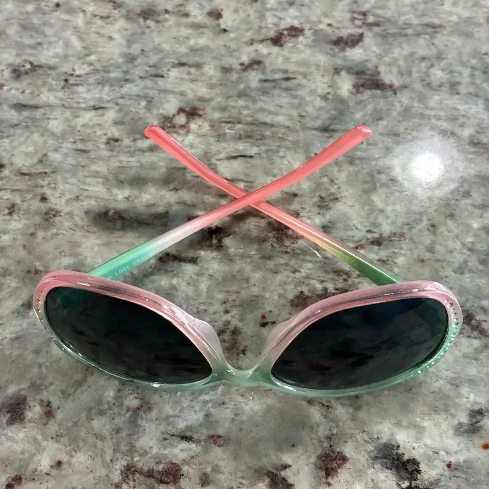 Gymboree Girls Ombre Sunglasses Pink Green Rhinestone 6+